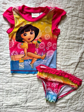 Nickelodeon Dora the Explorer Girls 4T Floral Two-Piece Swimsuit
